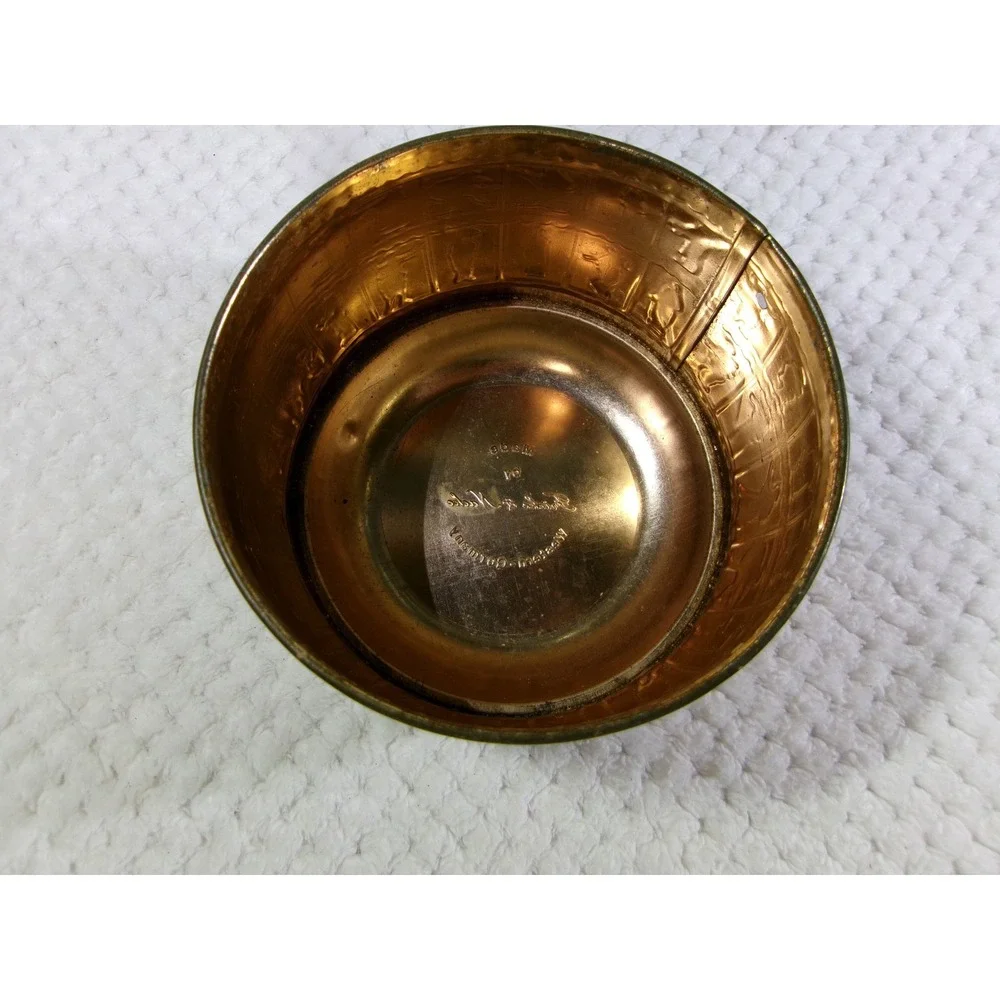 Fricke & Nacke‎ Tin Canister Brass Tone Vintage Greek Roman Figures